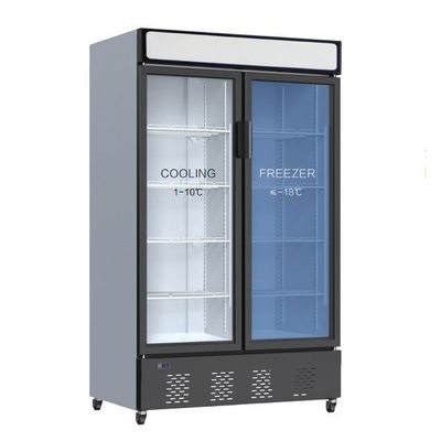 Refrigerador de vidro comercial 470L combinado do congelador da porta da temperatura dupla