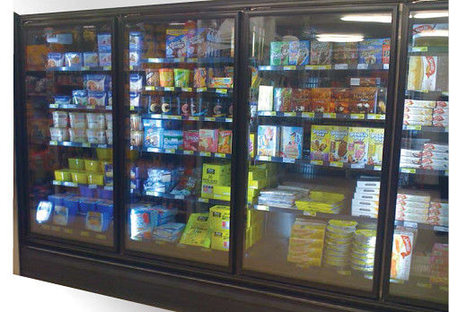 Do congelador de vidro ereto da exposição da porta do supermercado baixa temperatura