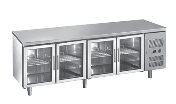 A barra traseira de aço inoxidável sob o contador com as portas de vidro da porta 2/3/4 sob o refrigerador contrário 282L ventilou o petisco