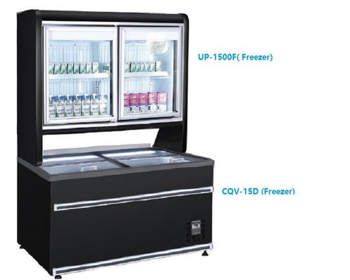 supermercado de vidro combinado comercial da porta do congelador de refrigerador de 1200L R290