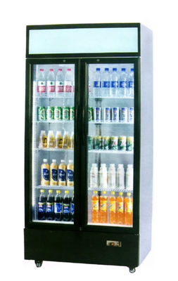 O congelador ereto da exposição da porta dobro da bebida com dossel ventilou refrigerar