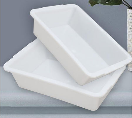Caixa de armazenamento de plástico branco retangular sem tampa