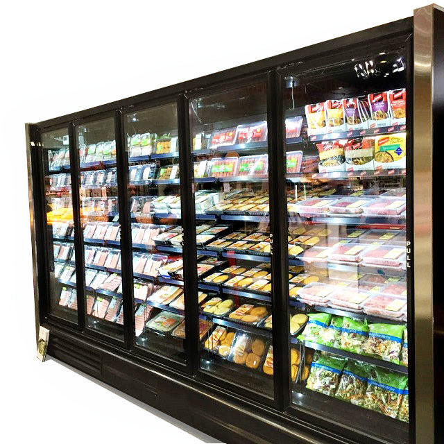 Especialista das técnicas mercantís mais fresco da porta de vidro ereta de 5 portas independente para os frutos vegetais da leiteria do produto da carne