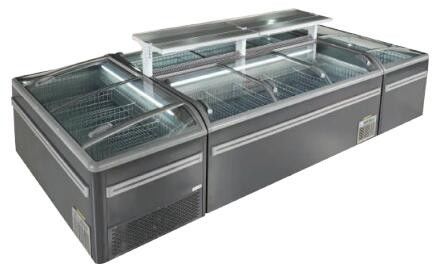 Congelador superior de vidro R404a R290 490L 610L da ilha da porta de vidro de deslizamento do supermercado