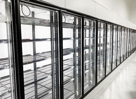 A porta de vidro do congelador médio da temperatura para a caminhada na caverna da cerveja do refrigerador refrigerou a sala fria da exposição