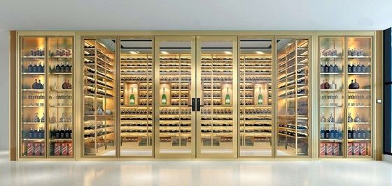 Portas de vidro modernas da adega de vinho do quadro de aço inoxidável