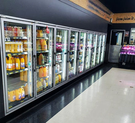 Caminhada comercial média da baixa temperatura no congelador mais fresco com portas de vidro 3/4/5/6/7/8/9/10 de porta